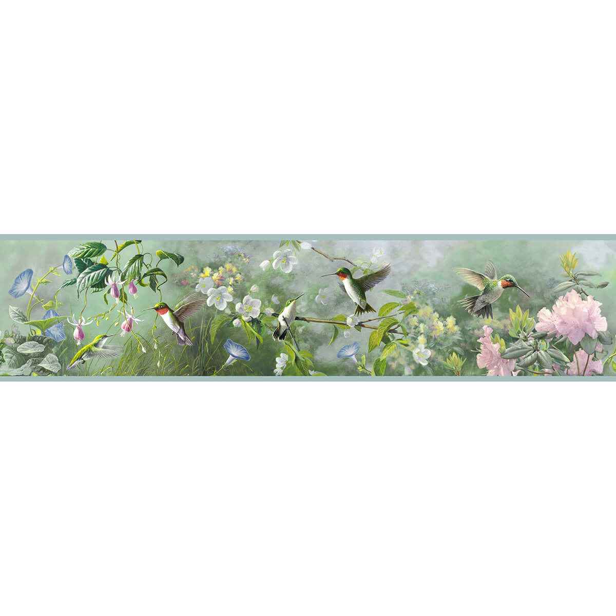 Ruby Light Blue Hummingbird Garden Wallpaper - York Wallcoverings - 3123-48531