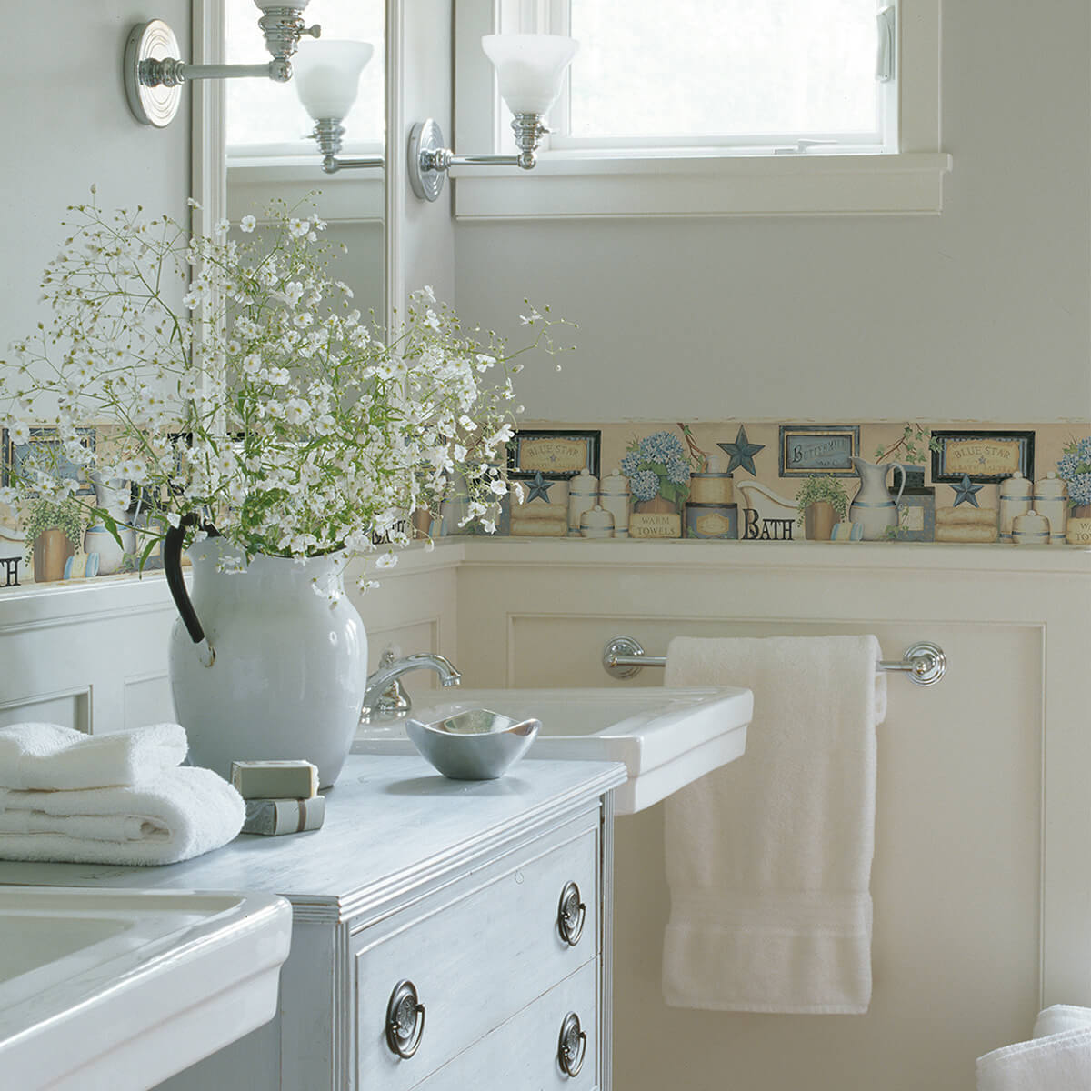 martha-blue-country-bath-wallpaper-york-wallcoverings-3123-63101 - York Wallcoverings Wallpaper