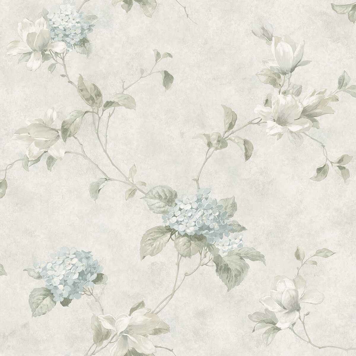 Magnolia Light Blue Hydrangea Trail Wallpaper - York Wallcoverings - 3123-76306