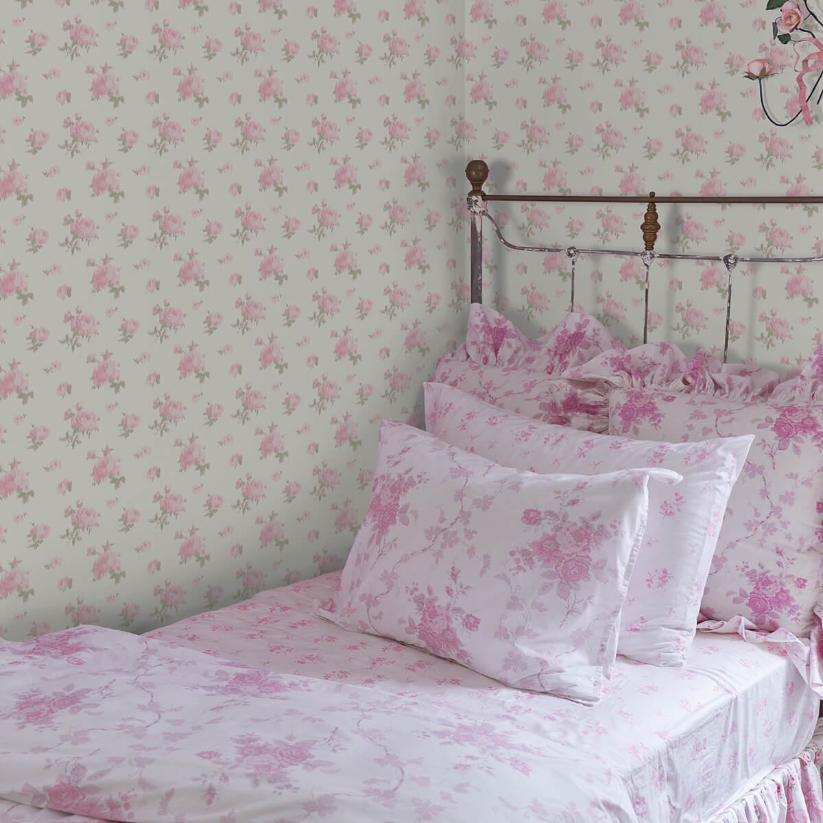 ikat-rose-tinted-petals-small-print-wallpaper-york-wallcoverings-ast4108 - York Wallcoverings Papel pintado