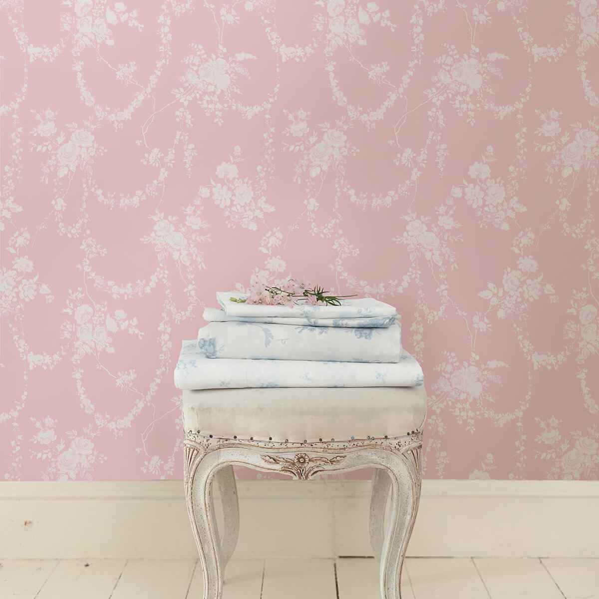 Chandelier Gates Easter Pink Floral Drape Wallpaper - York Wallcoverings - AST4110 - York Wallcoverings Wallpaper