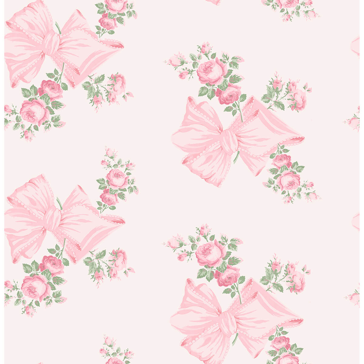 rosa-beaux-pink-mint-large-bow-spot-wallpaper-york-wallcoverings-ast4169 - York Wallcoverings Papel pintado