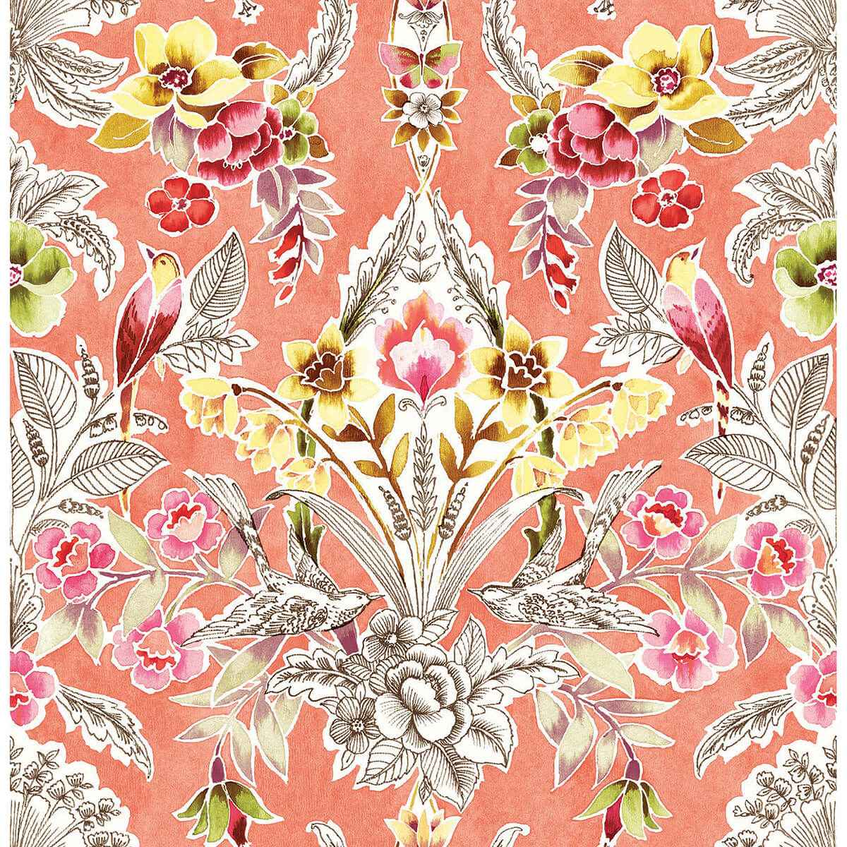 Peach Summer Love Peel and Stick Wallpaper - York Wallcoverings - NUS4049 - York Wallcoverings Wallpaper