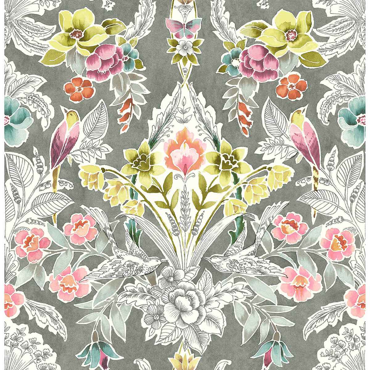 Grey Summer Love Peel & Stick Wallpaper - York Wallcoverings - NUS4050