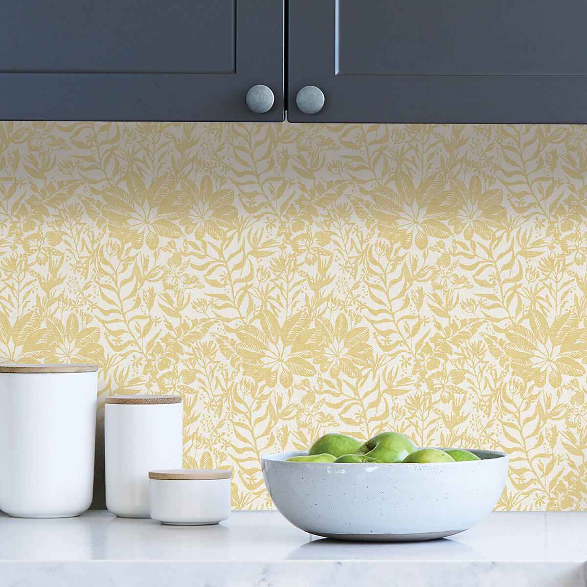 Yellow Foliole Peel & Stick Wallpaper - York Wallcoverings - NUS3999 - York Wallcoverings Wallpaper
