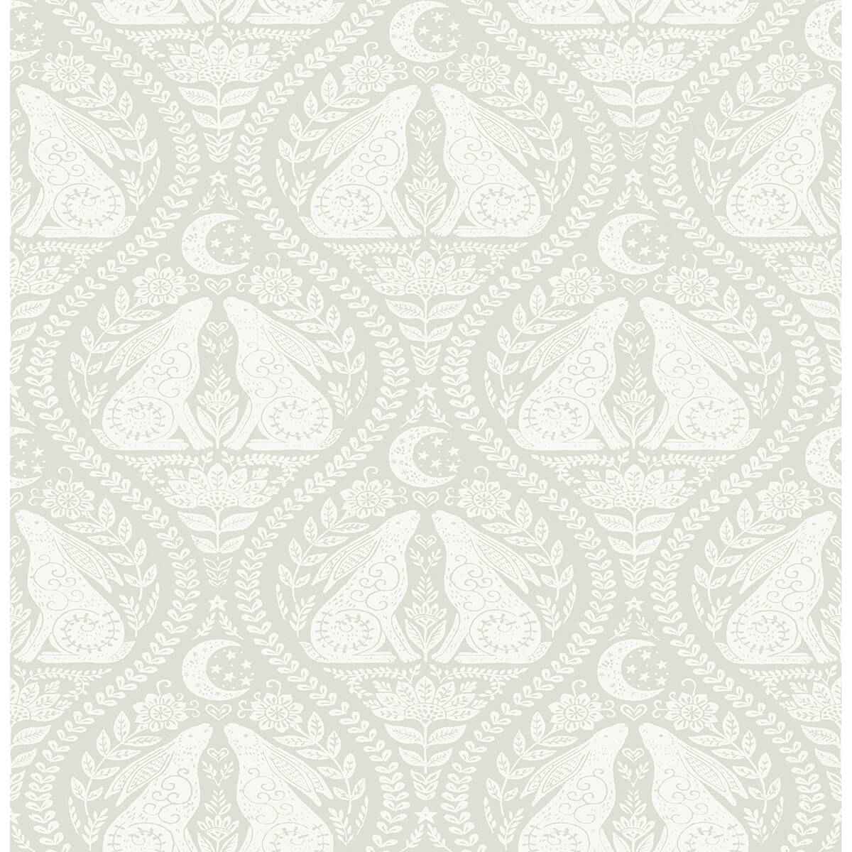Cream Moon Rabbit Peel and Stick Wallpaper - York Wallcoverings - NUS4010 - York Wallcoverings Wallpaper