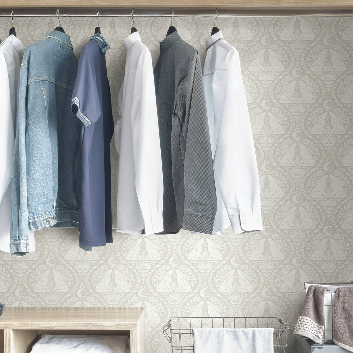 Cream Moon Rabbit Peel and Stick Wallpaper - York Wallcoverings - NUS4010 - York Wallcoverings Wallpaper