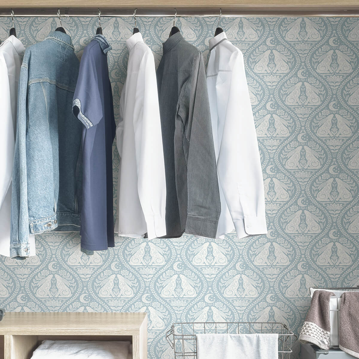 Blue Moon Rabbit Peel & Stick Wallpaper - York Wallcoverings - NUS4011 - York Wallcoverings Wallpaper