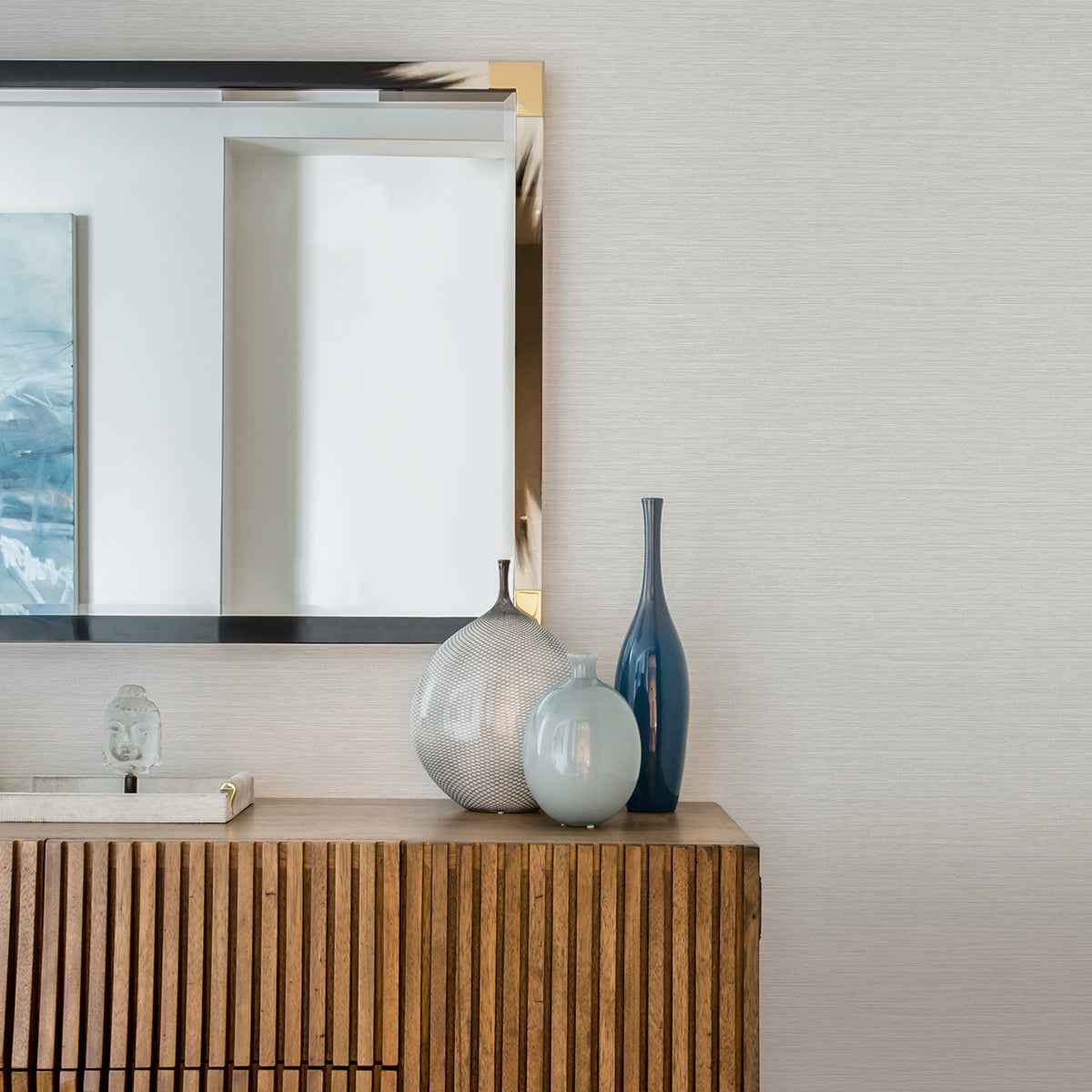 Cantor Light Grey Faux Grasscloth Wallpaper - York Wallcoverings - 4025-82531 - York Wallcoverings Wallpaper
