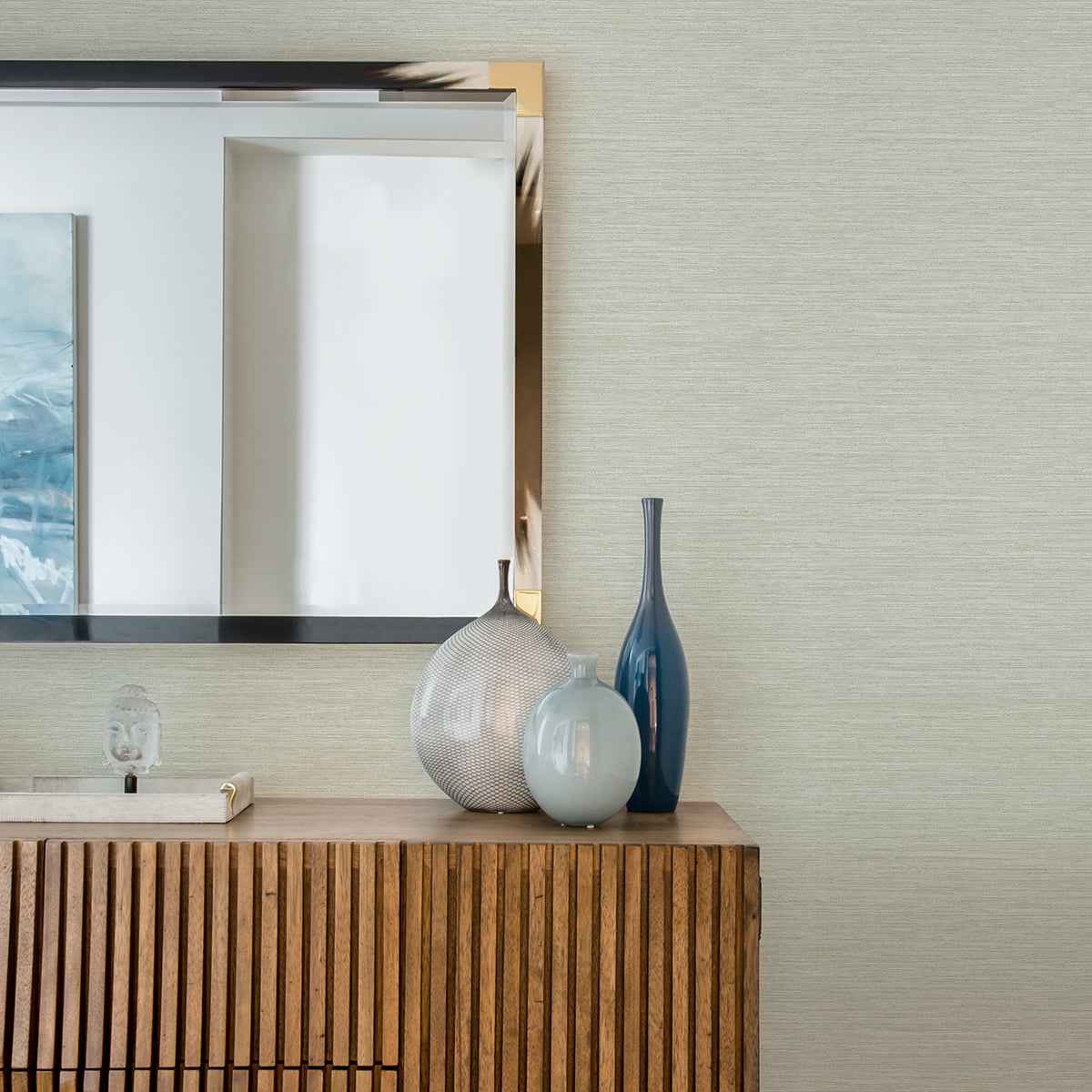 Cantor Light Green Faux Grasscloth Wallpaper - York Wallcoverings - 4025-82536 - York Wallcoverings Wallpaper