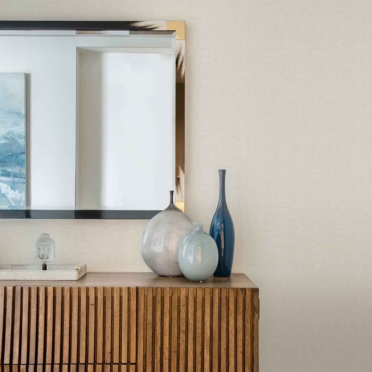 Wallis Off White Faux Linen Wallpaper - York Wallcoverings - 4025-82544 - York Wallcoverings Wallpaper