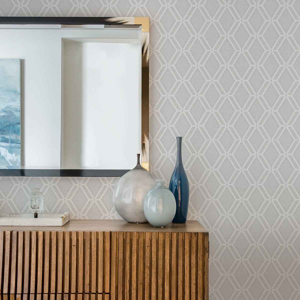 Mersenne Grey Geometric Wallpaper - York Wallcoverings - 4025-82545 - York Wallcoverings Wallpaper