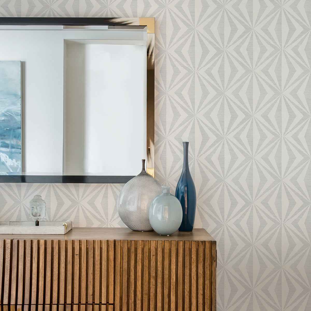 Monge Silver Geometric Wallpaper - York Wallcoverings - 4025-82548 - York Wallcoverings Wallpaper