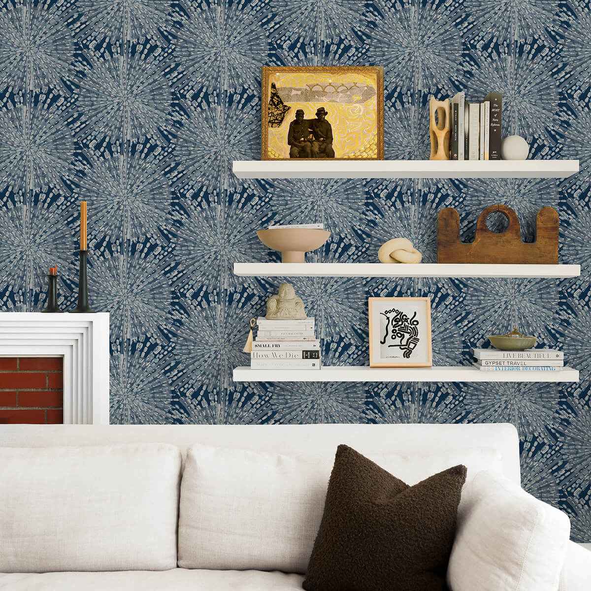 Navy Sunburst Peel & Stick Wallpaper - York Wallcoverings - LLS4116