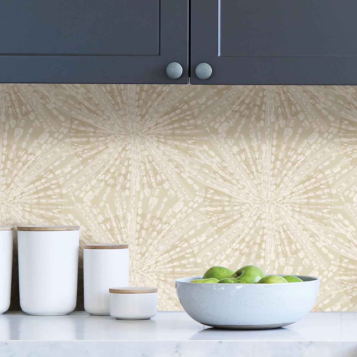 Soft Gold Sunburst Peel and Stick Wallpaper - York Wallcoverings - LLS4119 - York Wallcoverings Wallpaper