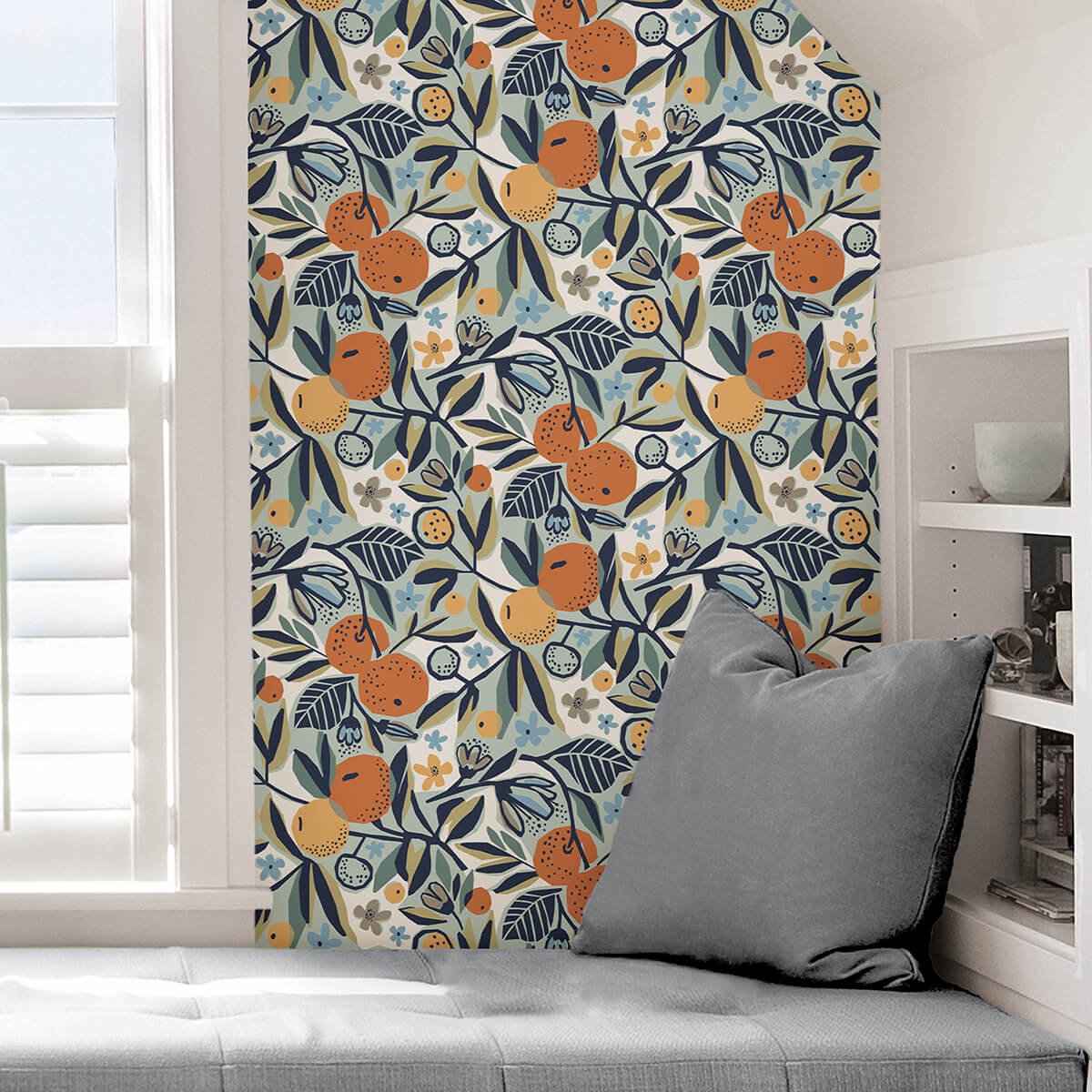 navy-clementine-garden-peel-and-stick-wallpaper-york-wallcoverings-pls4199 - York Wallcoverings Wallpaper