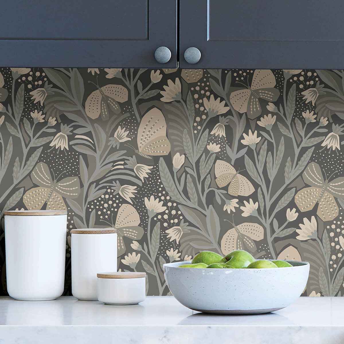 Blue Gray Papillon Flutter Peel & Stick - York Wallcoverings - PLS4203 - York Wallcoverings Wallpaper