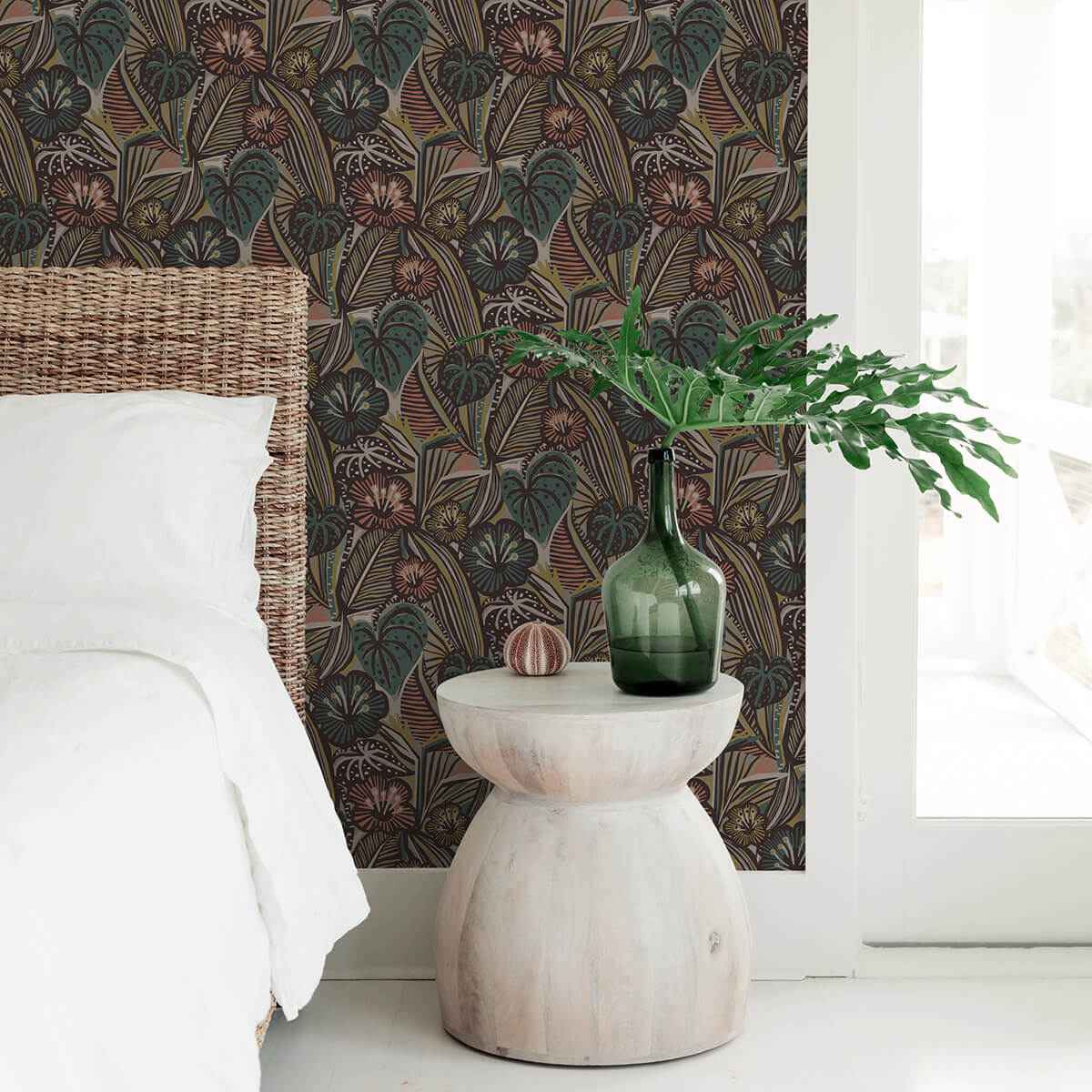 Coral Teal Lotusland Peel and Stick Wallpaper - York Wallcoverings - PLS4206 - York Wallcoverings Wallpaper