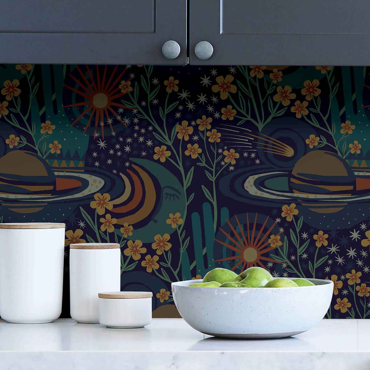 Navy Ethereal Cosmos Peel and Stick Wallpaper - York Wallcoverings - PLS4208 - York Wallcoverings Wallpaper