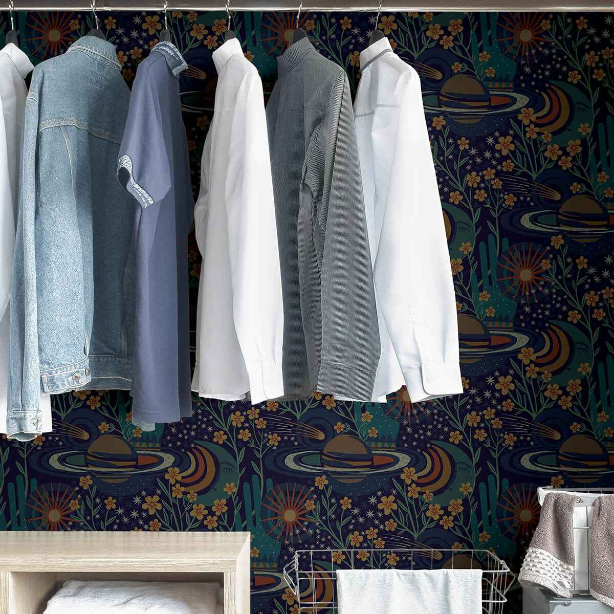 Navy Ethereal Cosmos Peel and Stick Wallpaper - York Wallcoverings - PLS4208 - York Wallcoverings Wallpaper