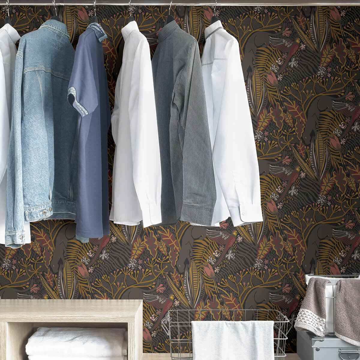 Gold Cranberry Poise Peel and Stick Wallpaper - York Wallcoverings - PLS4212 - York Wallcoverings Wallpaper