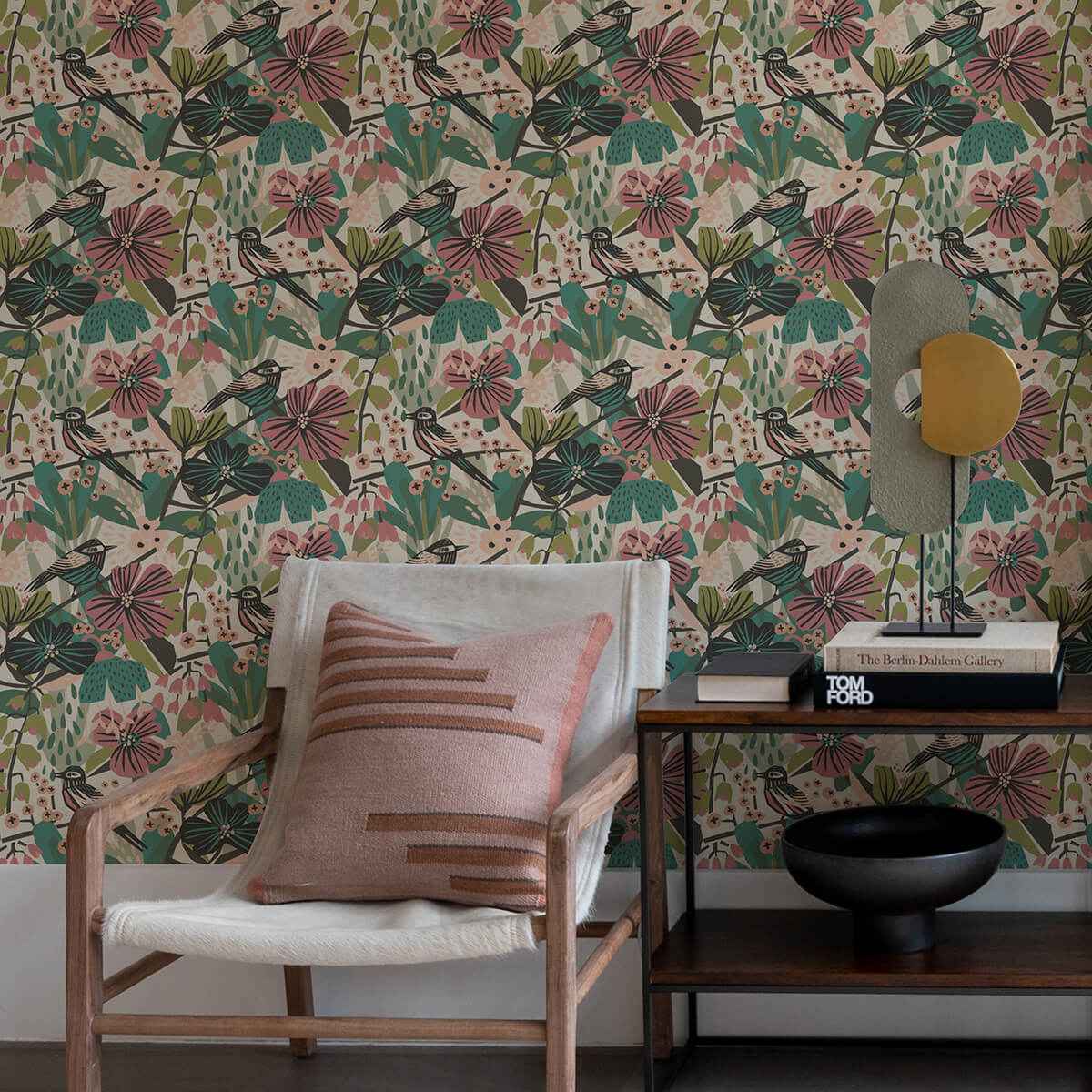 Teal Pink Jaybird Peel and Stick Wallpaper - York Wallcoverings - PLS4216 - York Wallcoverings Wallpaper