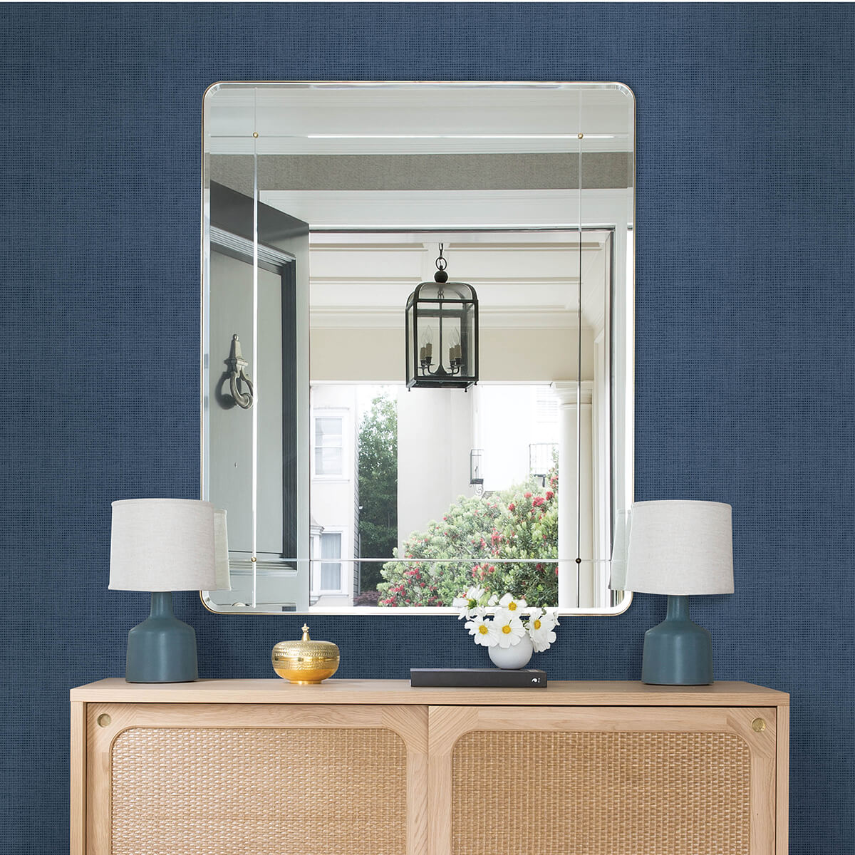 nimmie-navy-woven-grasscloth-wallpaper-york-wallcoverings-3122-10002 - York Wallcoverings Papel pintado