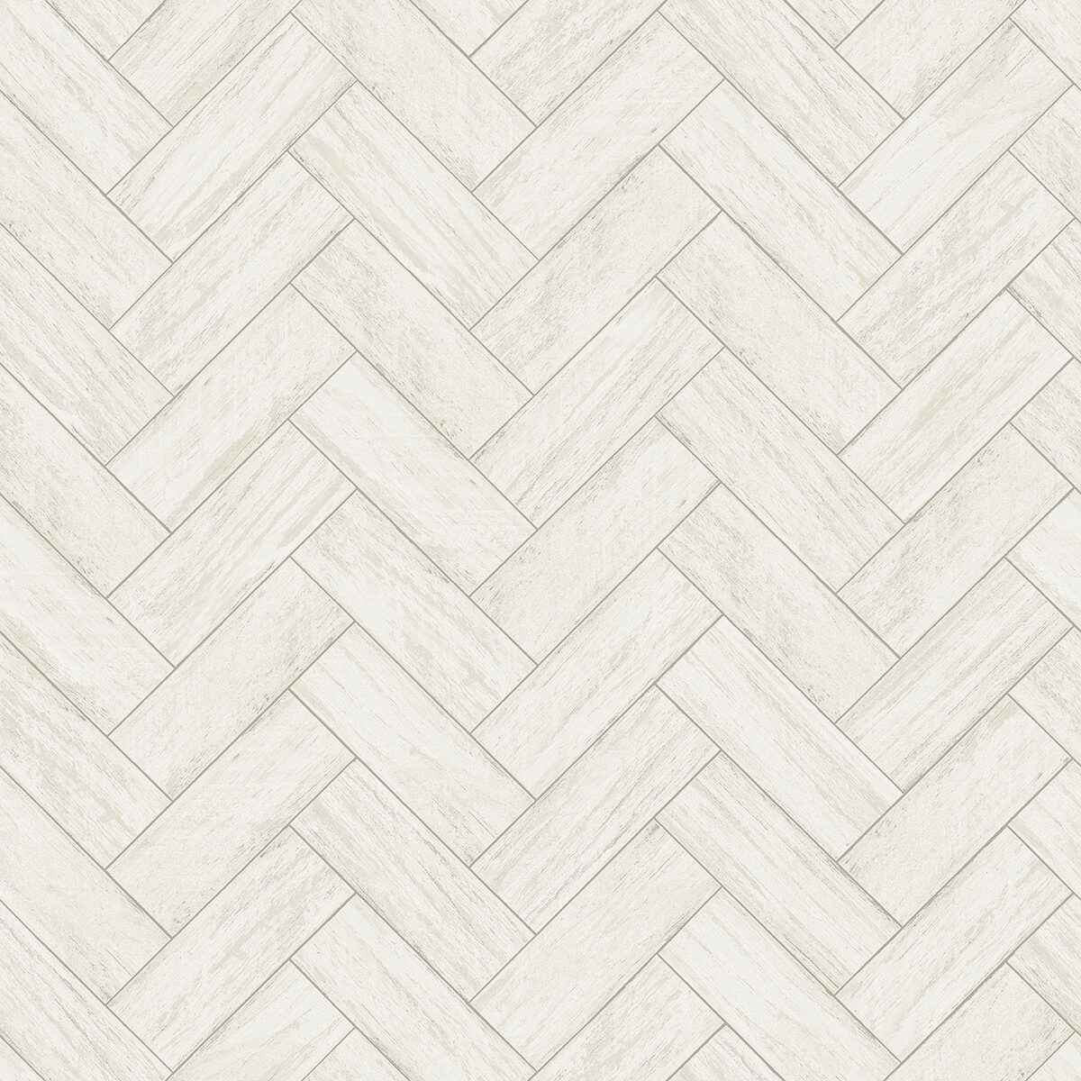 Kaliko White Wood Herringbone Wallpaper - York Wallcoverings - 3122-10100