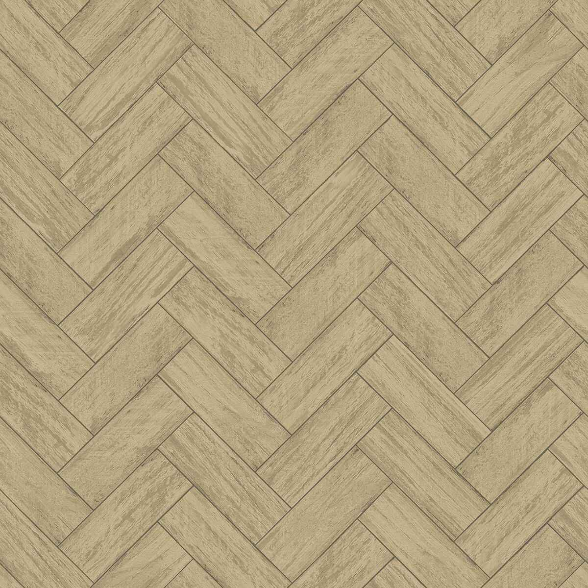 Kaliko Neutral Wood Herringbone Wallpaper - York Wallcoverings - 3122-10105