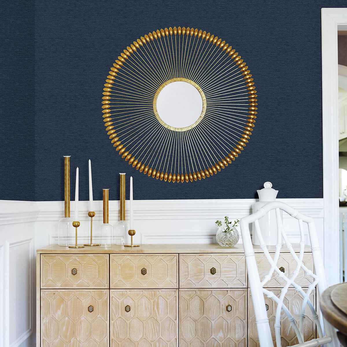 Gump Navy Faux Grasscloth Wallpaper - York Wallcoverings - 3122-10212 - York Wallcoverings Wallpaper
