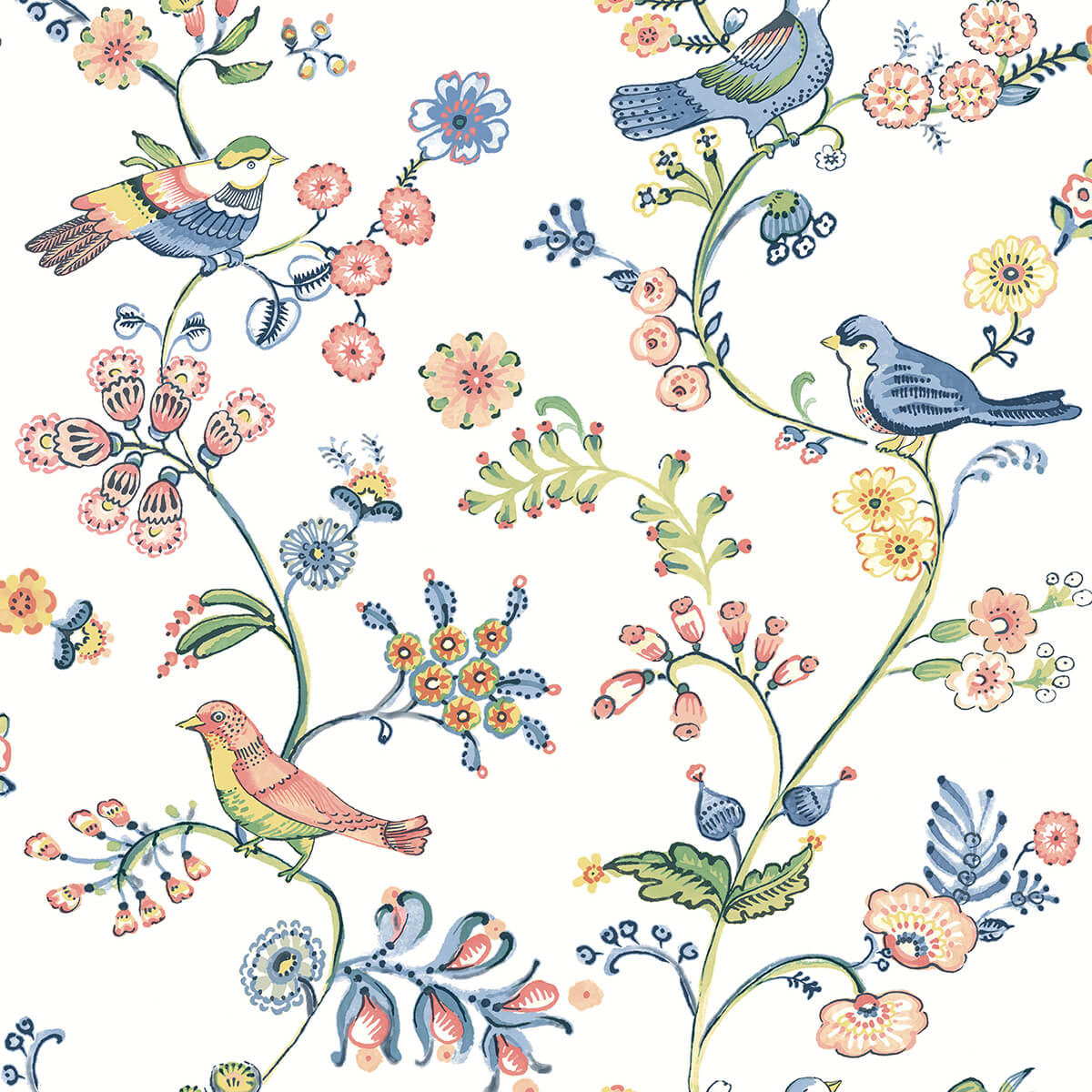 jinjur-multicolor-bird-trail-wallpaper-york-wallcoverings-3122-10801 - York Wallcoverings Papel pintado
