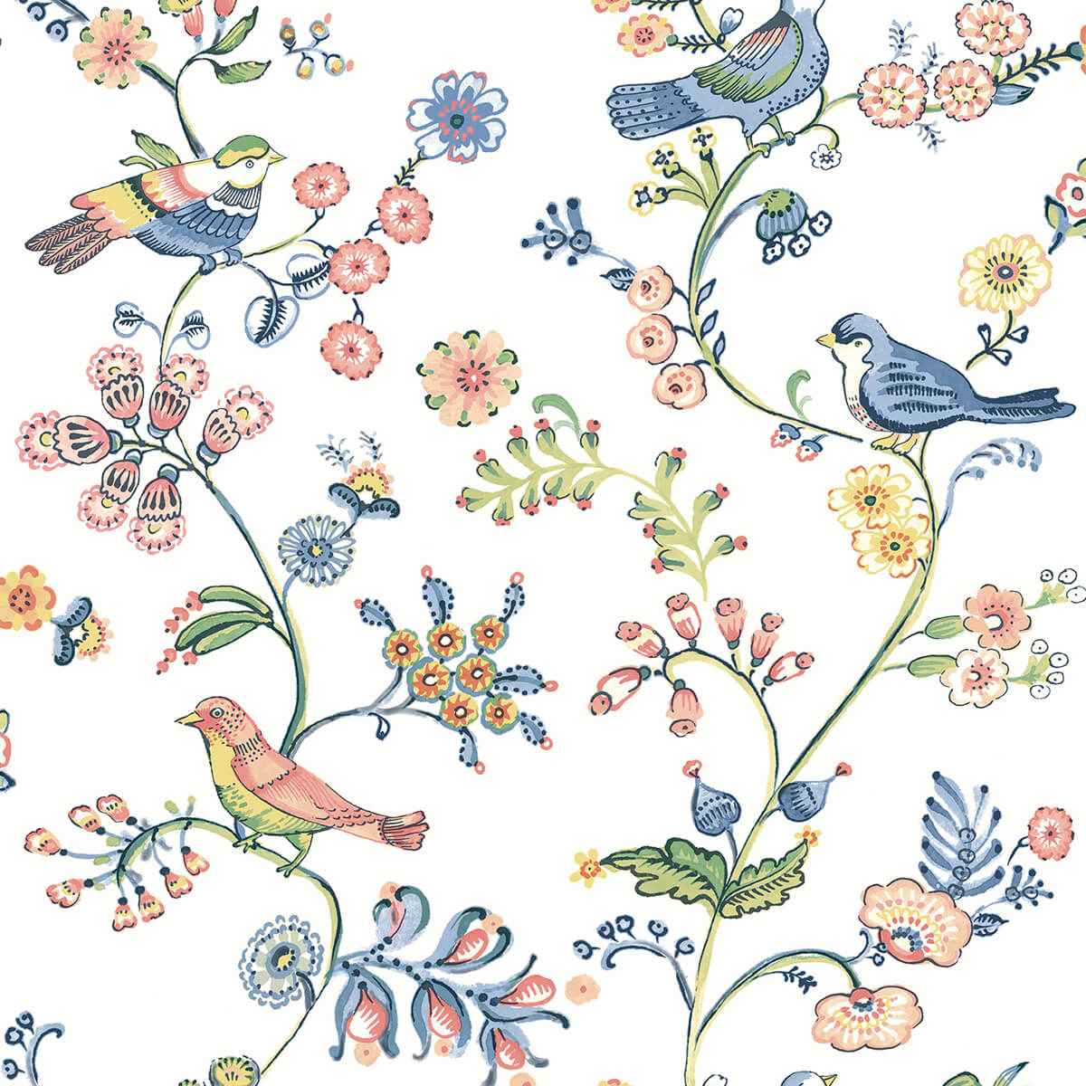 Jinjur Multicolor Bird Trail Wallpaper - York Wallcoverings - 3122-10801
