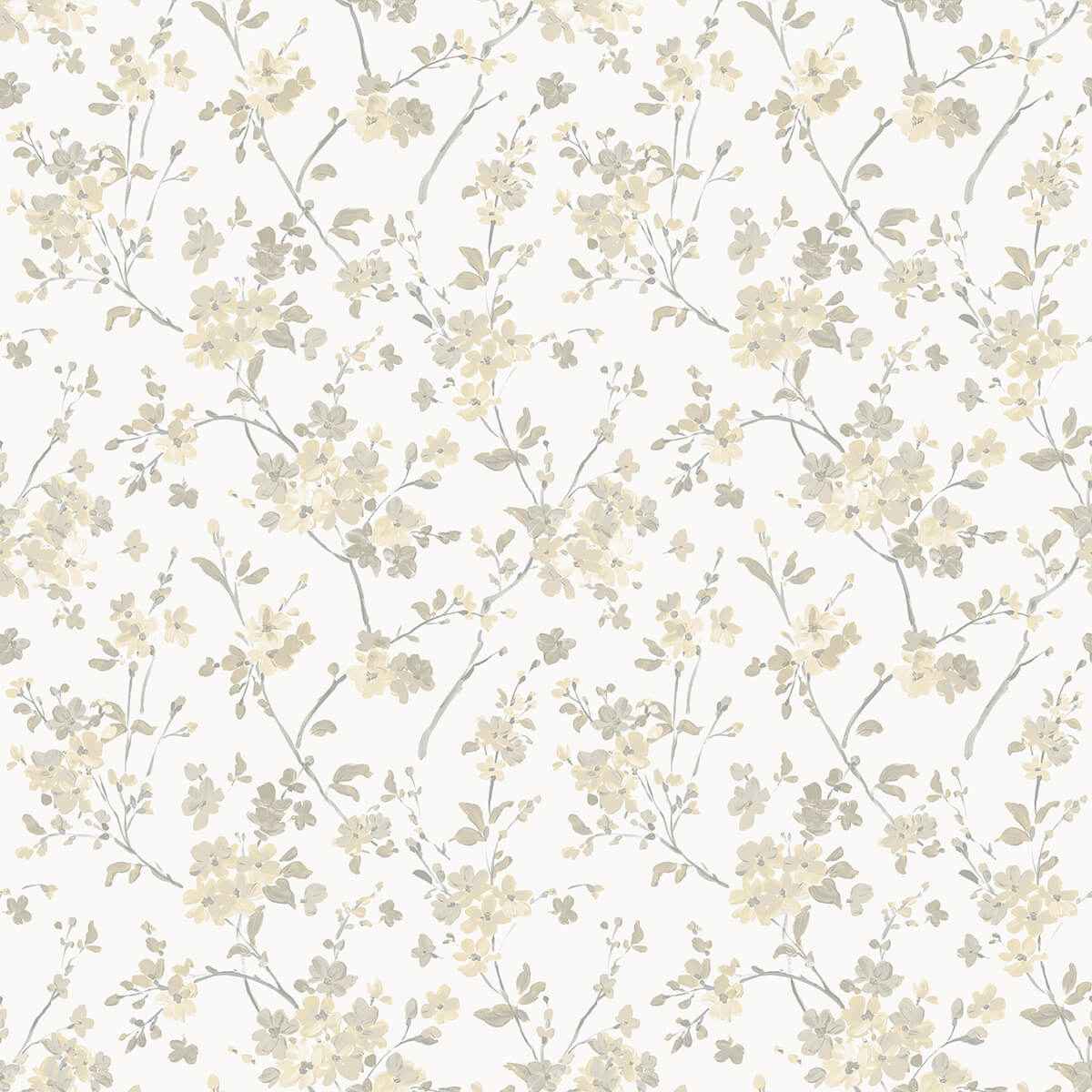 Glinda Light Yellow Floral Trail Wallpaper - York Wallcoverings - 3122-10903 - York Wallcoverings Wallpaper