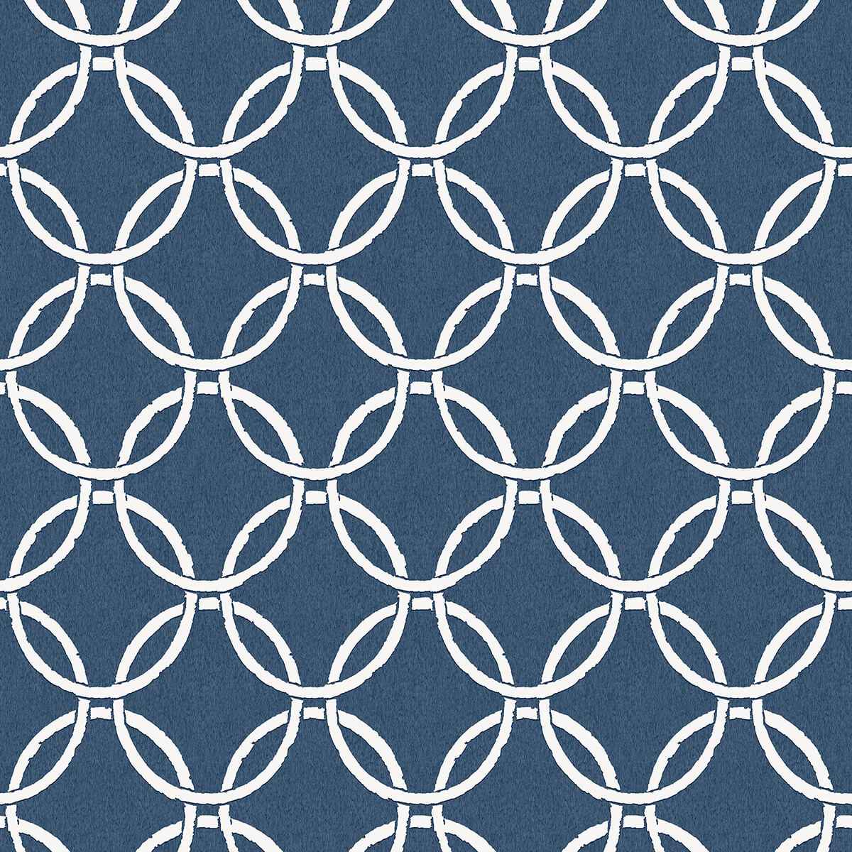 Quelala Navy Ring Ogee Wallpaper - York Wallcoverings - 3122-11002