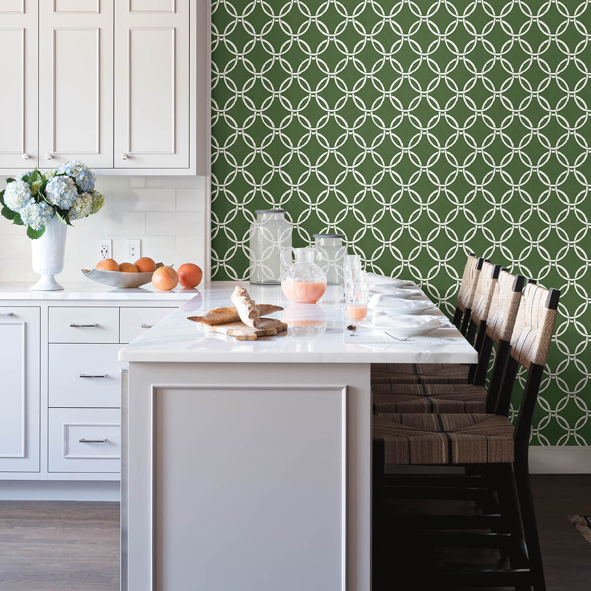 quelala-green-ring-ogee-wallpaper-york-wallcoverings-3122-11004 - York Wallcoverings Wallpaper