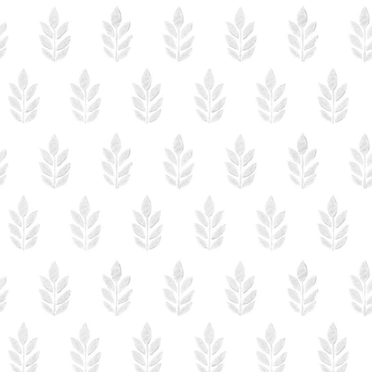 Ervic Light Grey Leaf Block Print Wallpaper - York Wallcoverings - 3122-11310 - York Wallcoverings Wallpaper