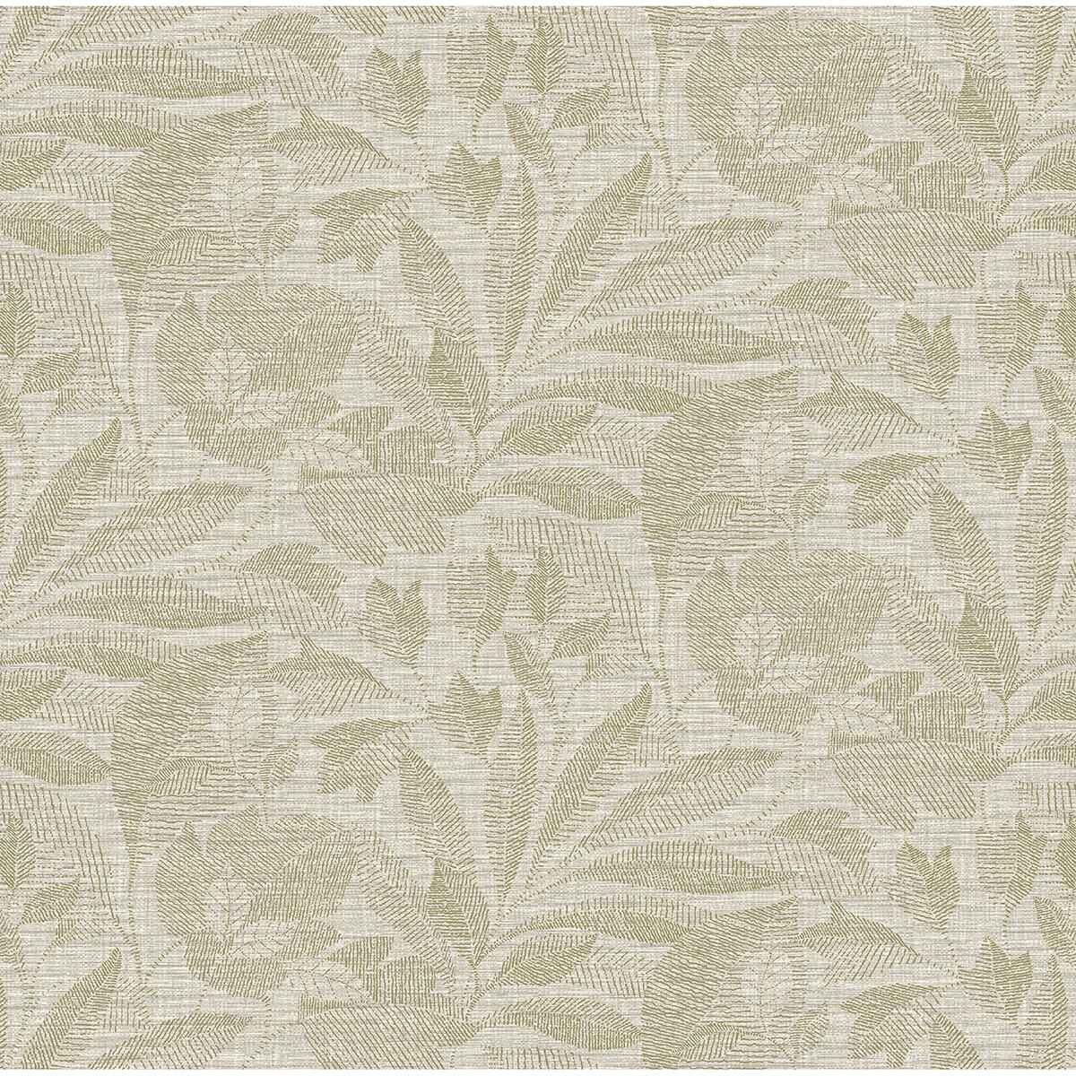 Lei Neutral Etched Leaves Wallpaper - York Wallcoverings - 2971-86150 - York Wallcoverings Wallpaper