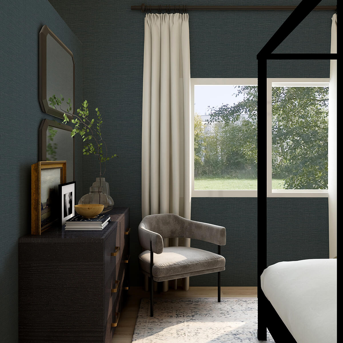 lela-navy-faux-linen-wallpaper-york-wallcoverings-2971-86181 - York Wallcoverings Wallpaper