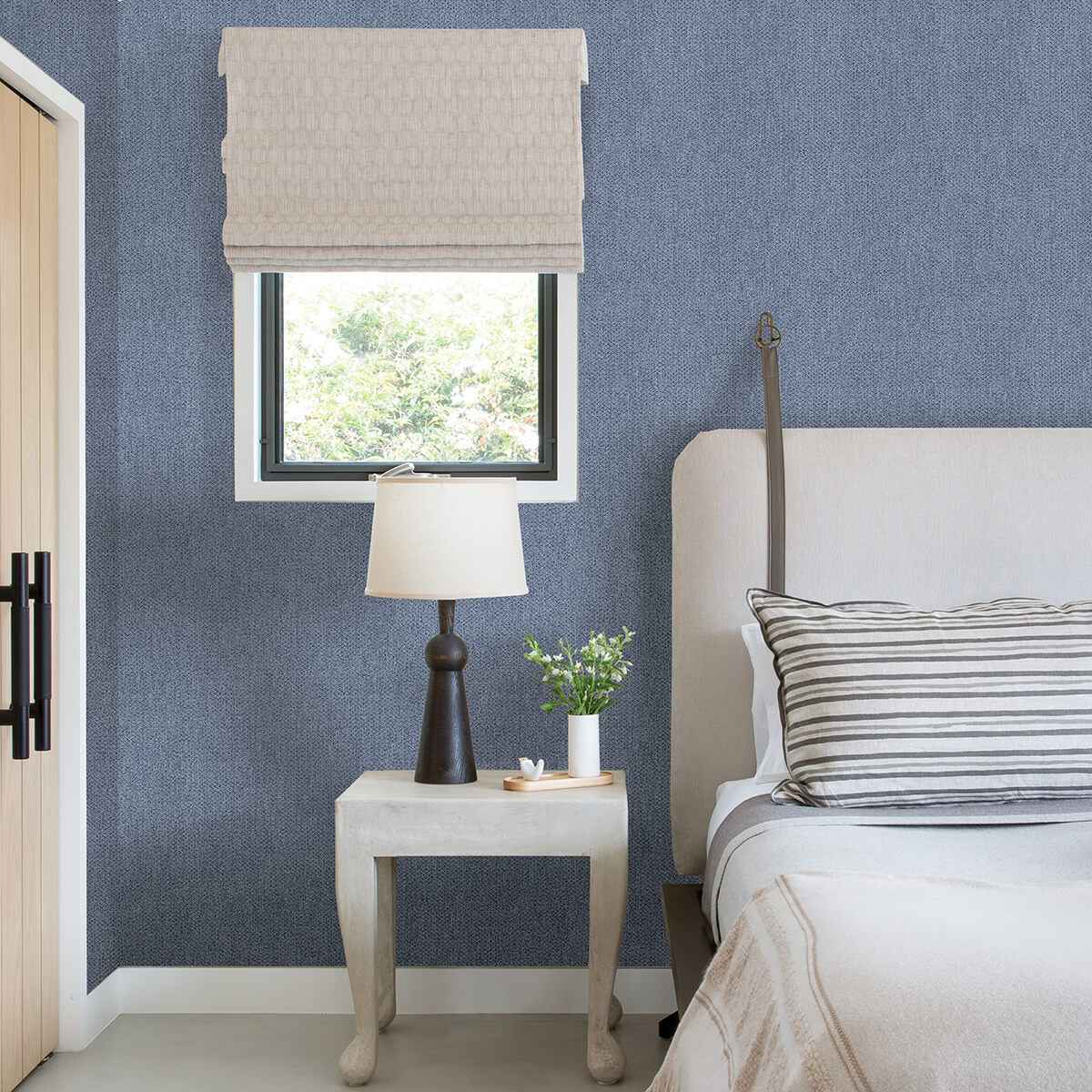 Sydney Navy Faux Linen Wallpaper - York Wallcoverings - 2971-86302 - York Wallcoverings Wallpaper