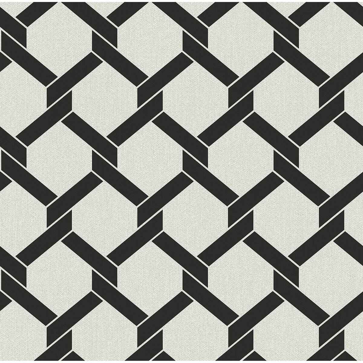 Payton Black Hexagon Trellis Wallpaper - York Wallcoverings - 2971-86310