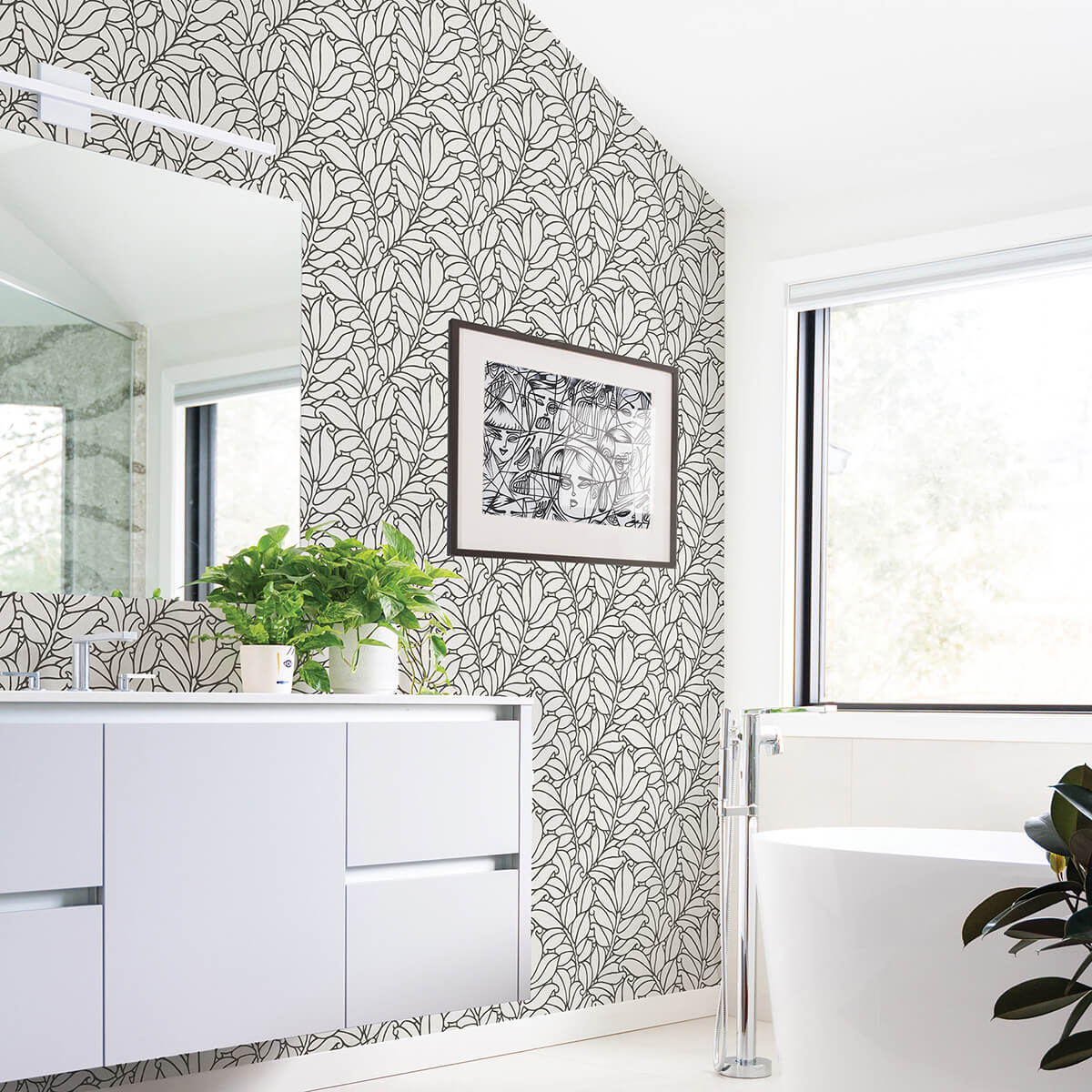coraline-white-leaf-wallpaper-york-wallcoverings-2971-86322 - York Wallcoverings Papel pintado