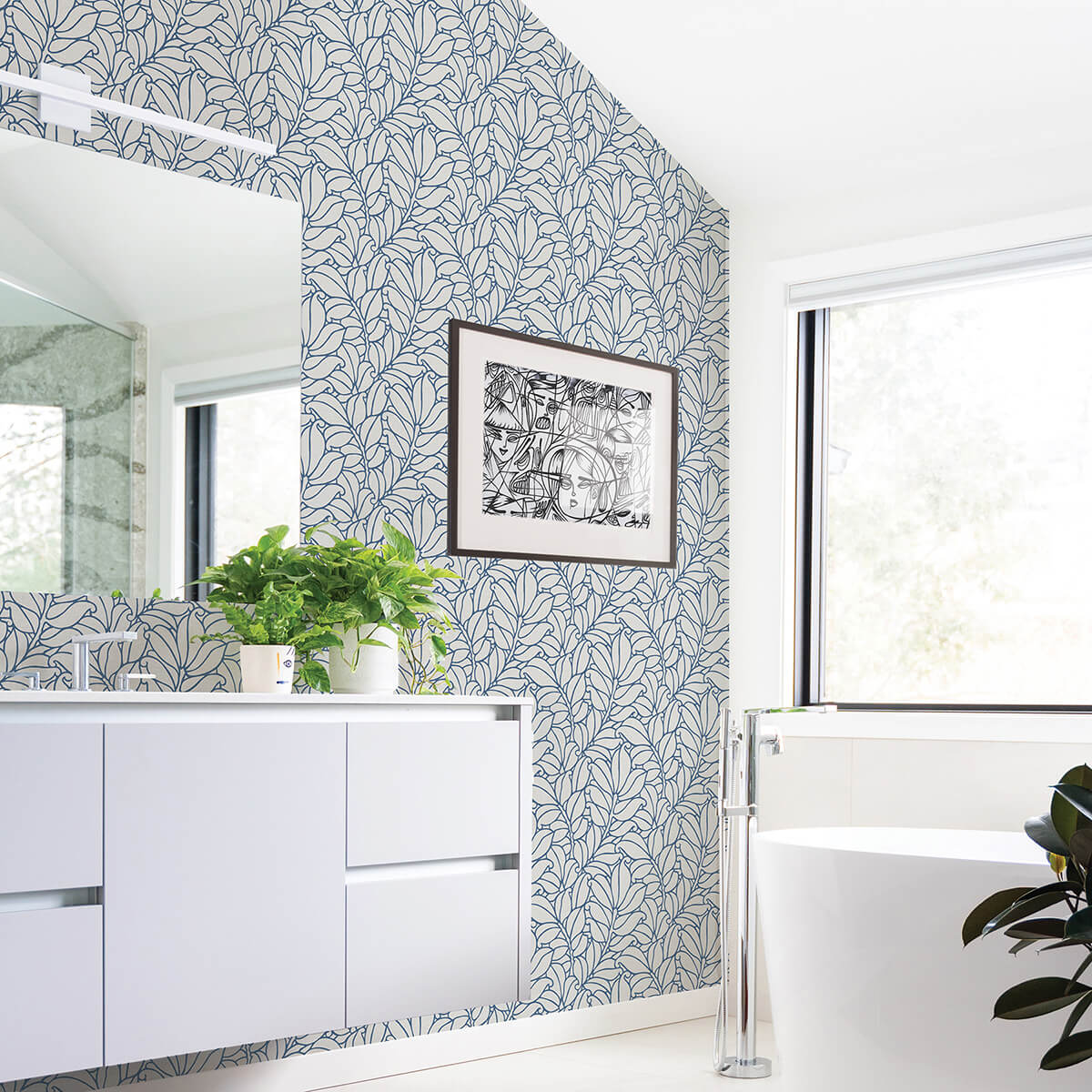 coraline-blue-leaf-wallpaper-york-wallcoverings-2971-86323 - York Wallcoverings Papel pintado