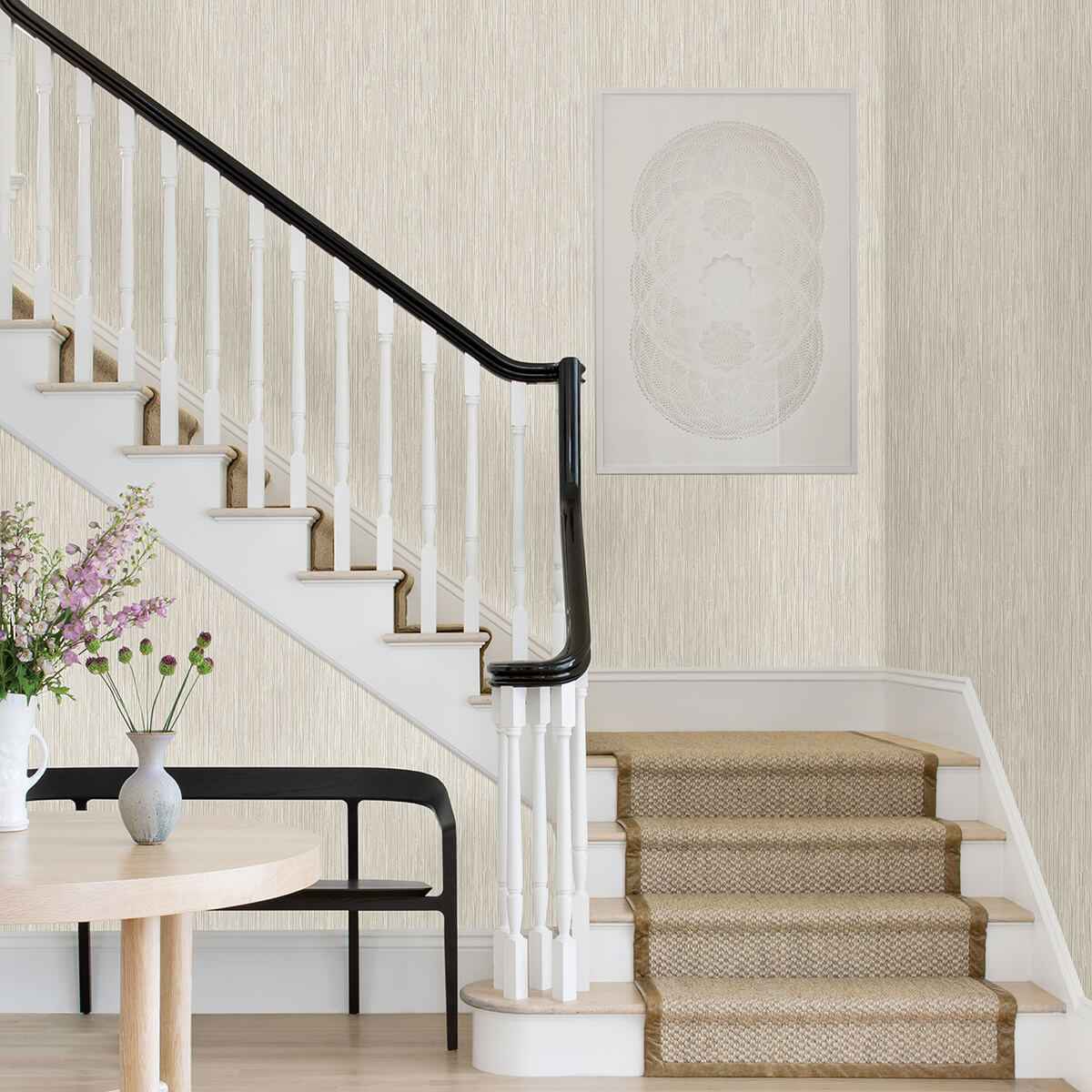 Justina Cream Faux Grasscloth Wallpaper - York Wallcoverings - 2971-86340 - York Wallcoverings Wallpaper