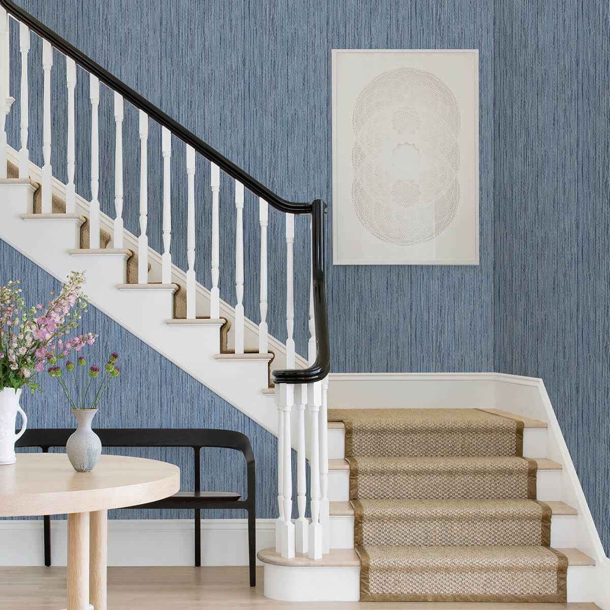 Justina Indigo Faux Grasscloth Wallpaper - York Wallcoverings - 2971-86342 - York Wallcoverings Wallpaper
