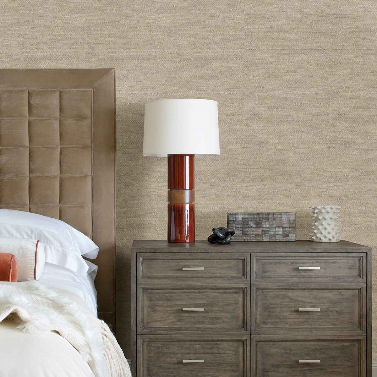 Jordan Beige Faux Tweed Wallpaper - York Wallcoverings - 2971-86353 - York Wallcoverings Wallpaper