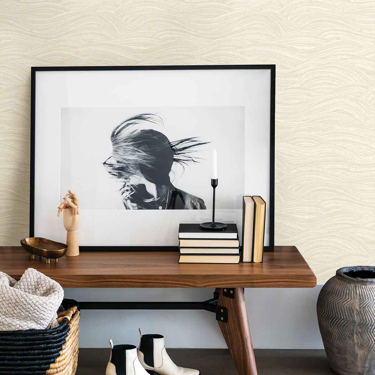 Leith Cream Zen Waves Wallpaper - York Wallcoverings - 2971-86362 - York Wallcoverings Wallpaper