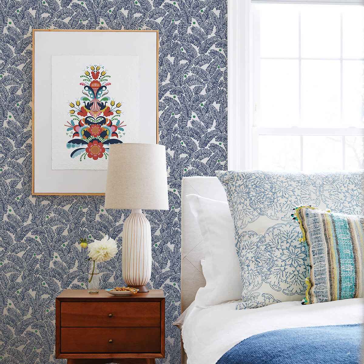 Navy Fernanda Peel and Stick Wallpaper - York Wallcoverings - NUS4158 - York Wallcoverings Wallpaper