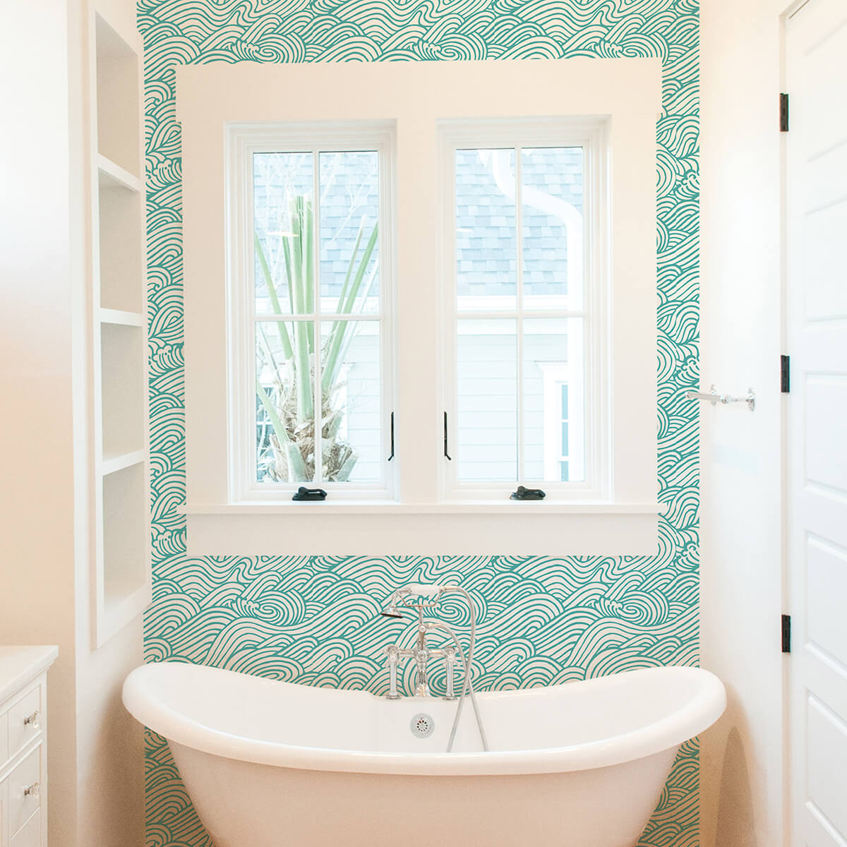 Teal Saybrook Peel and Stick Wallpaper - York Wallcoverings - NUS4164 - York Wallcoverings Wallpaper