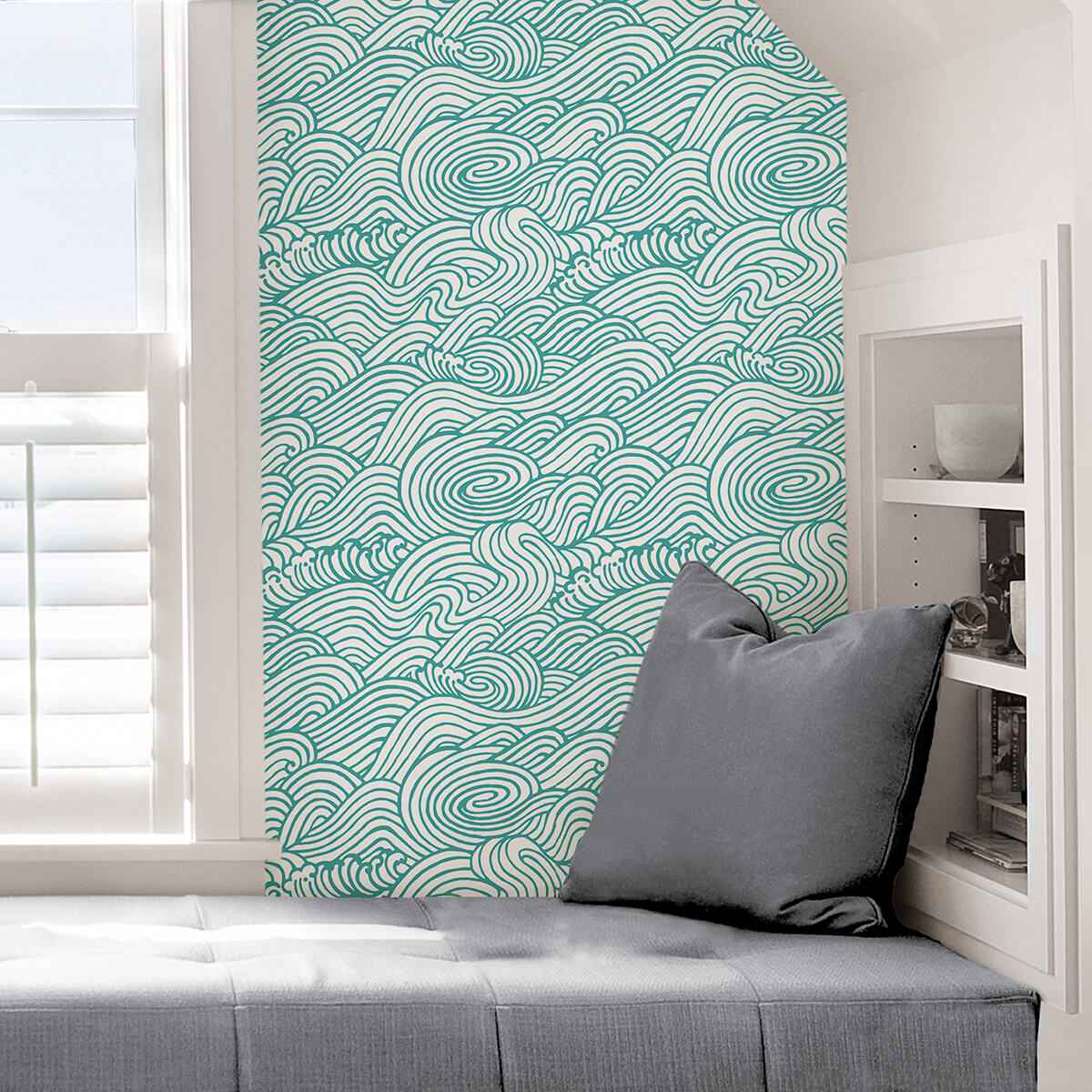 Teal Saybrook Peel and Stick Wallpaper - York Wallcoverings - NUS4164 - York Wallcoverings Wallpaper