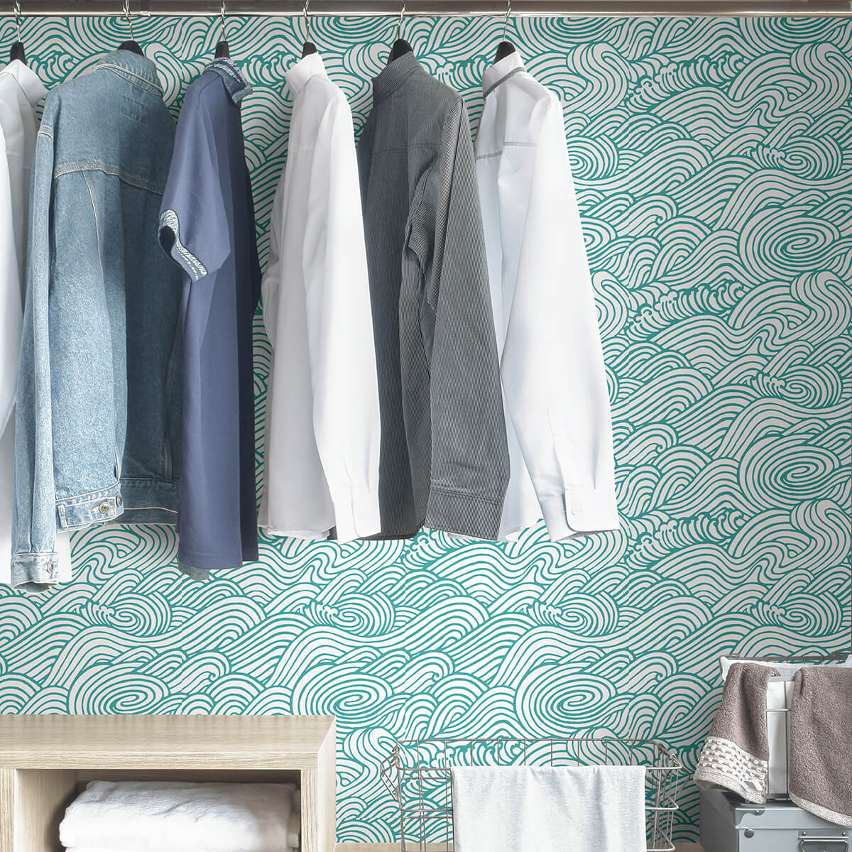 teal-saybrook-peel-and-stick-wallpaper-york-wallcoverings-nus4164 - York Wallcoverings Wallpaper